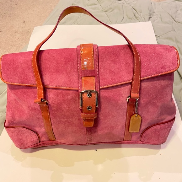 Coach | Bags | Coach Hot Pink Suede Hobo Handbag K4q927 | Poshmark